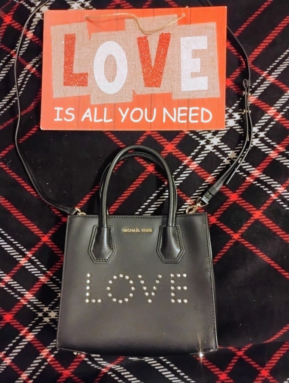 Rare & HTF Like New Mini Black Michael Kors Leather Love Satchel